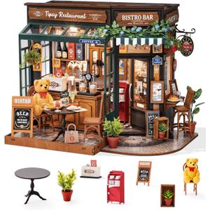 Rolife DIY Miniature House Kit for Adults, Mini Wooden Dollhouse Kit, Bakery Tiny House Diorama Building Kits-Birthday Christmas Craft Hobbies Gift for Teens Kids (Tipsy Restaurant)