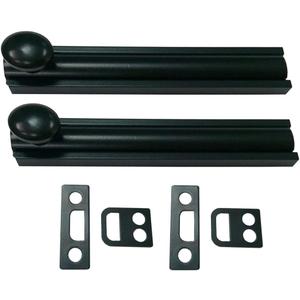QCAA Solid Brass Surface Bolt 4", Matte Black, Made in Taiwan, 2 Pack
