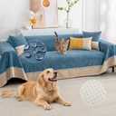 100% Waterproof Non-Slip Couch Cover for Pets & Dogs Sofa Cover Washable Anti Cat Scratch Furniture Protector for 3 Cushion Couch Sectional Sofa Pet Friendly, Navy Blue 79" x 118"