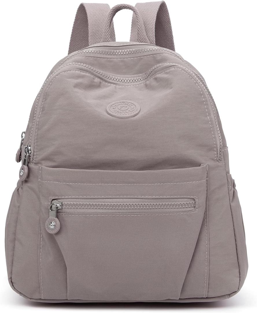 Mini Backpack Purse for Women,Small Nylon backpacks for Ladies Backpacks Women Anti Theft Travel Bag (A-Khaki)