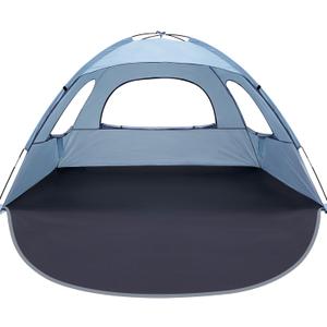 WhiteFang Beach Tent Anti-UV Portable Sun Shade Shelter for 3 Person, Extendable Floor with 3 Ventilating Mesh Windows Plus Carrying Bag, Stakes and Guy Lines (Sierra Blue)