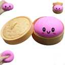 Dumpling Squishies, Large Dumpling Squishy, Mystery Jumbo DumplingSquishy,Food Steamer Stretchy Desk Toys, Cute Anxiety Relief Fidget Toy, Soft Squeeze Decompression Dough for Adults (Pink with Eyes)