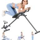 4-in-1 Rowing Machine, Ab Machine – Foldable Full Body Workout Equipment with Resistance Bands for Home Cardio, Strength, and Core Training – Black