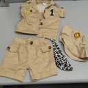 FYMNSI Baby Boy Wild Animal Jungle Safari Shirt Shorts Sets 5PCS Toddler Zoo Keeper First Birthday Outfit Cake Smash Clothes (6-12 Months, Khaki)
