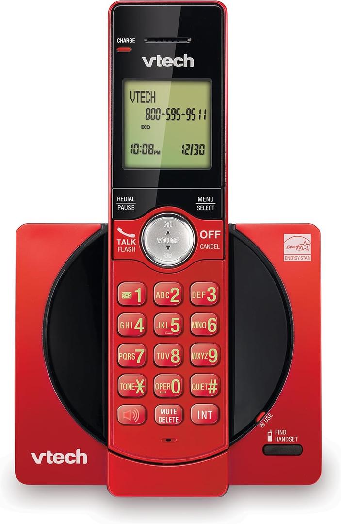 VTech CS6919-16 DECT 6.0 Cordless Phone, Red - Caller ID/Call Waiting (Stores 30 Calls), Backlit Keypad & Display, Full Duplex Handset Speakerphone, Wall Mountable