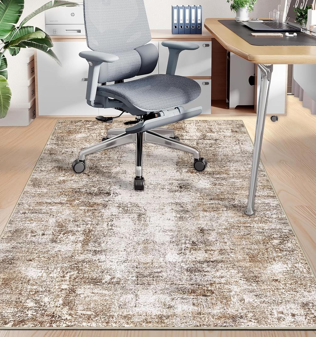 Capslpad Office Chair Mat for Hardwood Floor/Tile Floor 47"x59" Non Slip Desk Chair Mat Low Pile Computer Gaming Chair Rug for Rolling Chair Protector Mat for Office Den Computer Desk, Brown