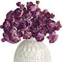 Letjolt Ranunculus Artificial Flower 18 Pcs Black Silk Ranunculus Wedding Bouquet Engagement Centerpieces Arrangements Bridal Shower Decorations Home Decor, Purple