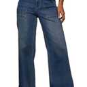 Women's High Waisted Wide Leg Jeans Elastic Waisted Stretchy Denim Sweatpant Pants with Pockets Trendy 2025 Fall (Blue, L)