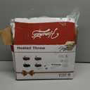 Homemate Heated Blanket Electric Throw - 50"x60" Heating Blanket Throw 1/2/4/6/8 Hours Auto-Off 10 Heat Levels Over-Heat Protection Soft Flannel Sherpa Heater ETL Certification (Light Grey (Striped))