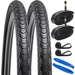 YUNSCM 2-PCS 700C Bike Tires 700x35C/37-622 and 700C Bike Tubes Schrader Valve with 2 Rim Strips Compatible Gravel Bike Tires 700 x 34C 700 x 35C 700 x 36C 700 x 37C Bicycle Tires and Tubes (Y-1127)