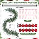 17.7-51.1 Garland Hanger for Door Frame Tension Rod with Christmas Garland Xmas Red Ball Ornaments Pink Bows for Doorway Front Door Mantel Window Outdoor