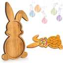 Yoshiky Farmhouse Bunny Serving Wood Trays, Nesting Rabbit-Shaped Wooden Charcuterie Serving Platters for Easter or Spring Rustic Decorative