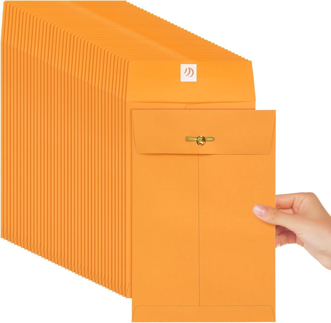 Teling 50 Pcs 5 x 7.5 Manilla Envelopes Clasp Kraft Catalog with Closure for Storing Mailing 28 lb Kraft Envelope Paper for Office Document School Business Home (Yellow)