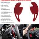 Steering Wheel Paddle Shifter Extensions Fit for Audi A4 2017-2019 A3 S3 2017-2020 A5 S4 S5 2018-2019 Q5 SQ5 2018-2021 Q7 2017-2021 Q8 2019-2021 SQ7 SQ8 2020-2021 TT 2016-2021 TTS 2016-2020 (Red)