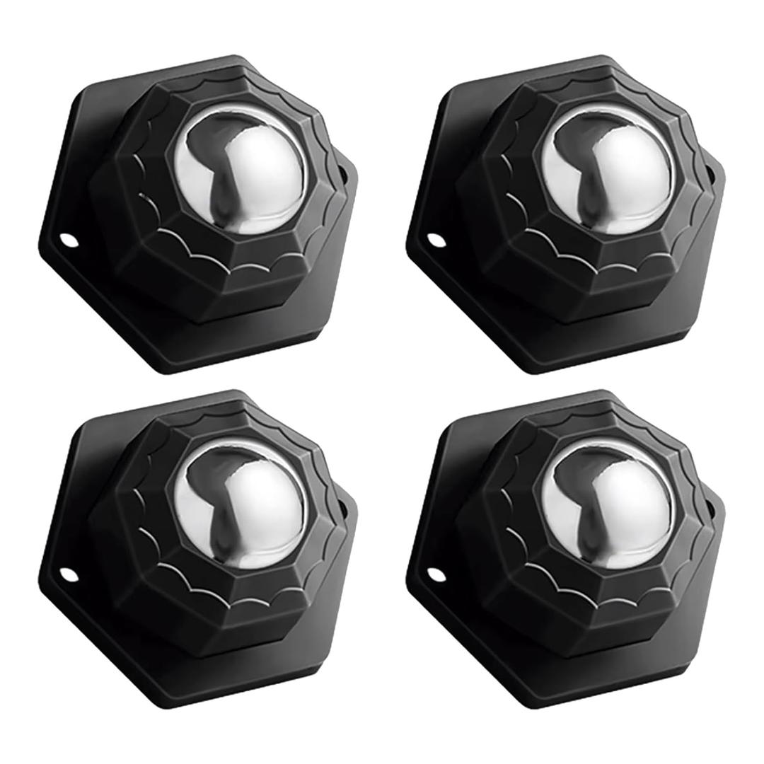 4 Pack Heavy-Duty Self-Adhesive Swivel Caster Wheels for Furniture, Storage Bins, Cabinets & Appliances - 1 Inch Low Profile Universal Wheels, 30LB Capacity Each (Black 4 Pieces, 1 Inch)