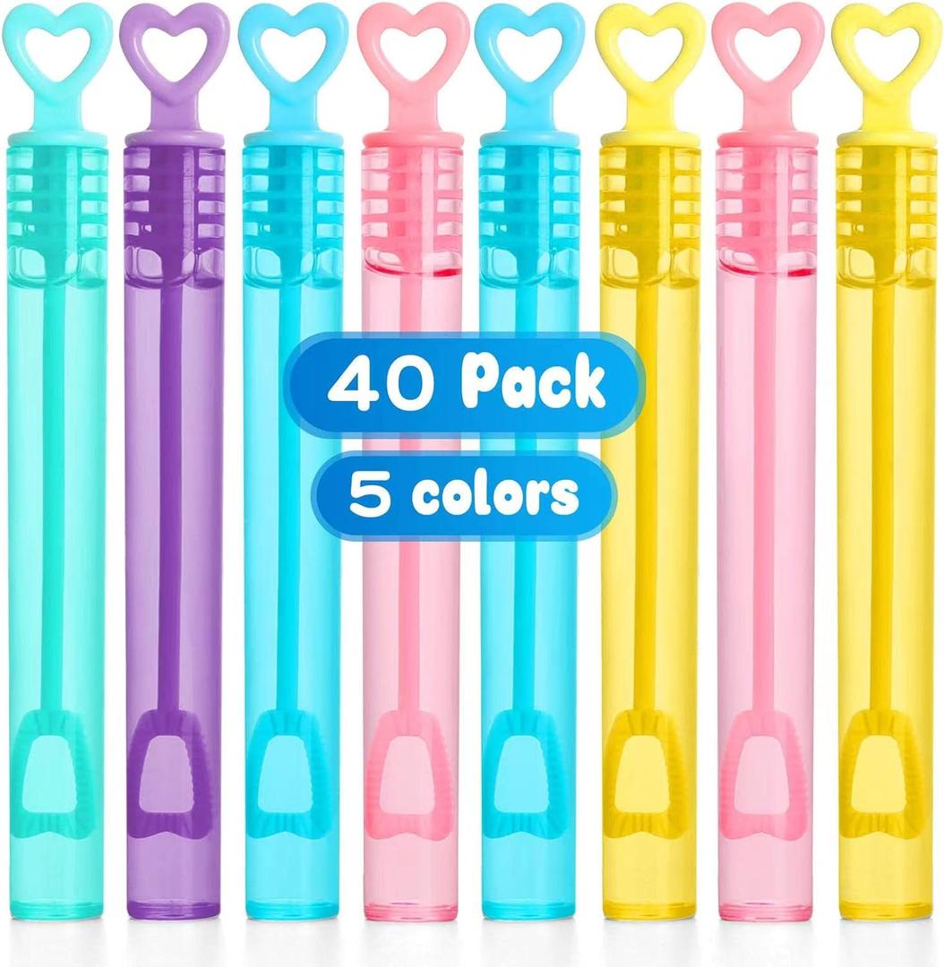 40Pack Mini Bubble Wands Assortment Party Favors Toys for Kids Child, Summer Outdoor Gifts for Girls Boys,Theme Birthday Parties, Weddings, Halloween, Children'sDay Gifts for Child