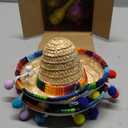 Honoson 12 Pcs Wooden Fiesta Maracas 6 Pcs Cinco De Mayo Mini Sombrero Top Hat for Kid Festival sombrero Mexican Party Decor(18 Pcs,Stylish Style)
