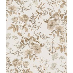 Erfoni 16.9" x118" Boho Floral Peel and Stick Wallpaper Beige Flower and Leaf Contact Paper Self Adhsive Removable Wallpaper Boho Botanical Wall Paper for Bedroom Cabinets Decor Vinyl Roll Waterproof
