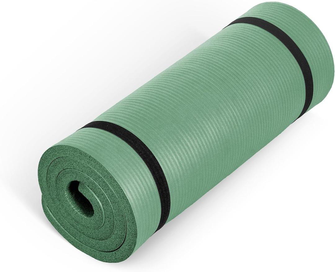 CAP 1" Extra Thick Yoga Mat, Exercise Mat with Strap, Multiple Colors