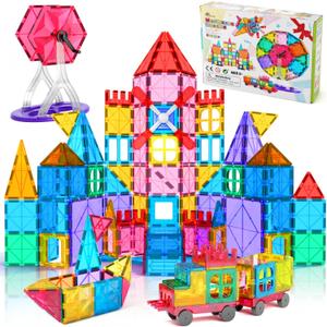 Jasonwell 100pcs Magnetic Tiles Building Blocks Set for Boys Girls Preschool Educational Magnet Construction Kit Stacking STEM Toys Christmas Birthday Gift for Kids Toddler 3 4 5 6 7 8 9 10 + Year Old