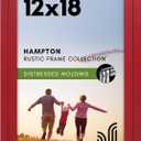Americanflat 12x18 Poster Frame with Polished Plexiglass - Hampton Collection - Distressed Wood Picture Frames for Wall Display - Red