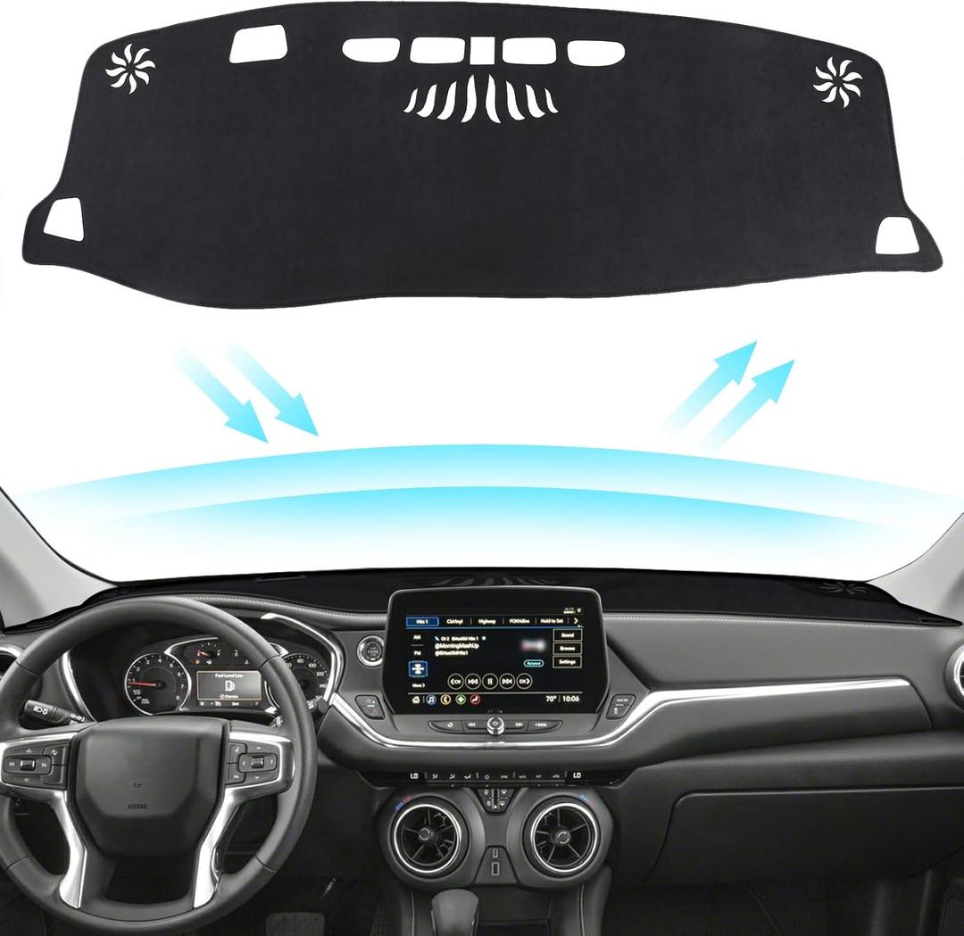 Black Dashboard Dash Board Cover Mat Carpet for Chevy Blazer RS 2019-2025 2026 Accessories (Not for Blazer EV) Dash Cover Flannel Material Dash Mat Sunshade