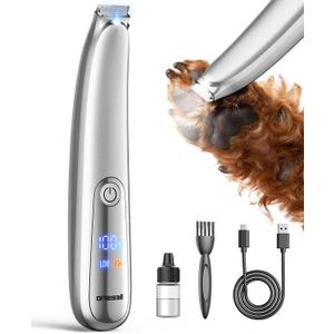 oneisall Dog Paw Trimmer, 2-Speed Up to 6500 RPM, 35dB Low-Noise Safe Pet Paw Trimmers with Curved Blade and LED Light, Cordless Pet Grooming Paw Clipper for Dogs, Cats, Paws, Ears, Face, Rump