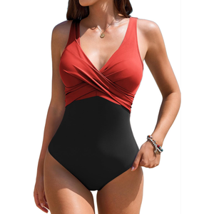 AI'MAGE Women's One Piece Swimsuit Slimming Tummy Control Bathing Suit Sexy V Neck Push Up Swimwear 2025 ,Size M