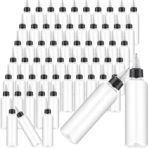 Irenare 100 Pcs 4 oz Plastic Squeeze Bottles Bulk Hair Oil Applicator Bottles Boston Empty Squeeze Condiment Bottle with Twist Top Cap Leak Proof for Liquids Oils Art Crafts Household Kitchen (Clear)