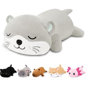 Finebee Weighted Otter Stuffed Animals, Cute Weighted Otter Plush, Soft Stuffed Weighted Plushie Birthday for Kids & Adults (23.6" 3.1Lbs)
