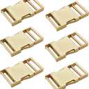 6 pcs 1 inch Metal Buckles Side Quick Release Single Adjustable Buckle for Straps Paracord Backpack Webbing Belt Dog Collars,Light Gold (Slot Length(Inside)_1"(25mm))