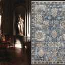 RUGSURE Washable Area Rugs - Perfect for Living Room, Bedroom, Kids Room, Nursery - Stain & Water Resistant Non-Slip, Pet & Child Friendly, Vintage Tribal Area Rugs (Navy, 9' x 12')