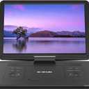 17.5" Portable DVD Player with 15.6" Large HD Screen, 6 Hours Rechargeable Battery, Support USB/SD Card/Sync TV and Multiple Disc Formats, High Volume Speaker, Black
