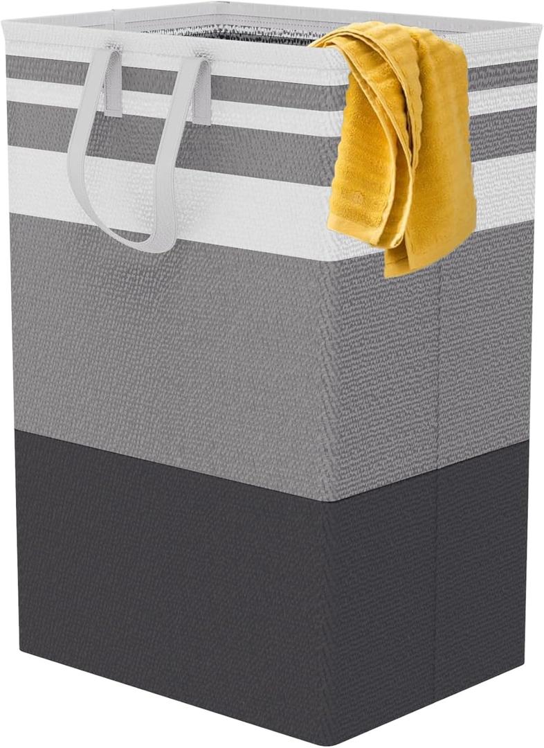 75L Large Laundry Hamper with Handles, Dirty Clothes Hamper for Bedroom Waterproof, Freestanding Tall Laundry Basket Waterproof, Hamper for Bedroom, Bathroom, Dorm, Toys Storage (Stripes, 2 × 75L)
