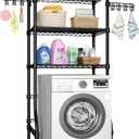 Ulif U8 Laundry Room Storage Organizer, Over The Washer and Dryer Storage Shelves for Laundry Organization, 35" W x 17.3" D x 76.2" H, Suit Washing Machine Width Within 32.6", Hold 304 lb, Black, U8 Standard