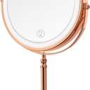 DEIOVWXS Makeup Mirror, 3000mAh Rechargeable Double-Sided Magnifying Vanity Mirror with 3 Colors, 1X/10X, 360 Rotation, Adjustable Brightness, Gifts for Mom, Women,Wife, Girls, Dorm Room Essential (Rose Gold)