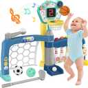 Toddler Sports Toys, 5-in-1 Toddler Basketball Hoop Soccer Bowling Baseball Golf Activity Center, 1 2 3 Year Old Boys Girls Toy, Toys for Toddlers & Baby