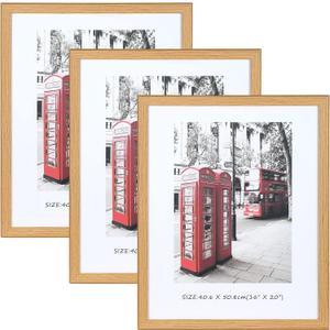 16x20 Frames Set of 3, 16x20 Picture Frames for Wall, Wooden Poster Frames with Plexiglass for Prints, Poster, and Art (Natural Wood)