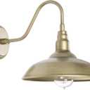 10 Inch Gooseneck Barn Light for Farmhouse, Brass Exterior Barn Style Light Fixture with Wall Mount, Outside Goose Neck Wall Sconce for Front Door Porch Patio Garage