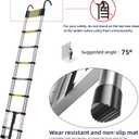 Molong 10.5ft telescoping Ladder Multi-Purpose Collapsible Ladder with Hook, Aluminum Extension Ladders for Home, Folding Telescoping Ladder for RV, Attic, Daily Use at Home, 330 lbs
