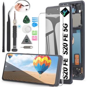 Screen for Samsung Galaxy S20 FE 2022/S20 FE 5G Screen Replacement for Samsung S20 FE SM-G781 G781B G781U G781F/DS G781W LCD Touch Display Digitizer Assembly with Tools(Black with Frame)