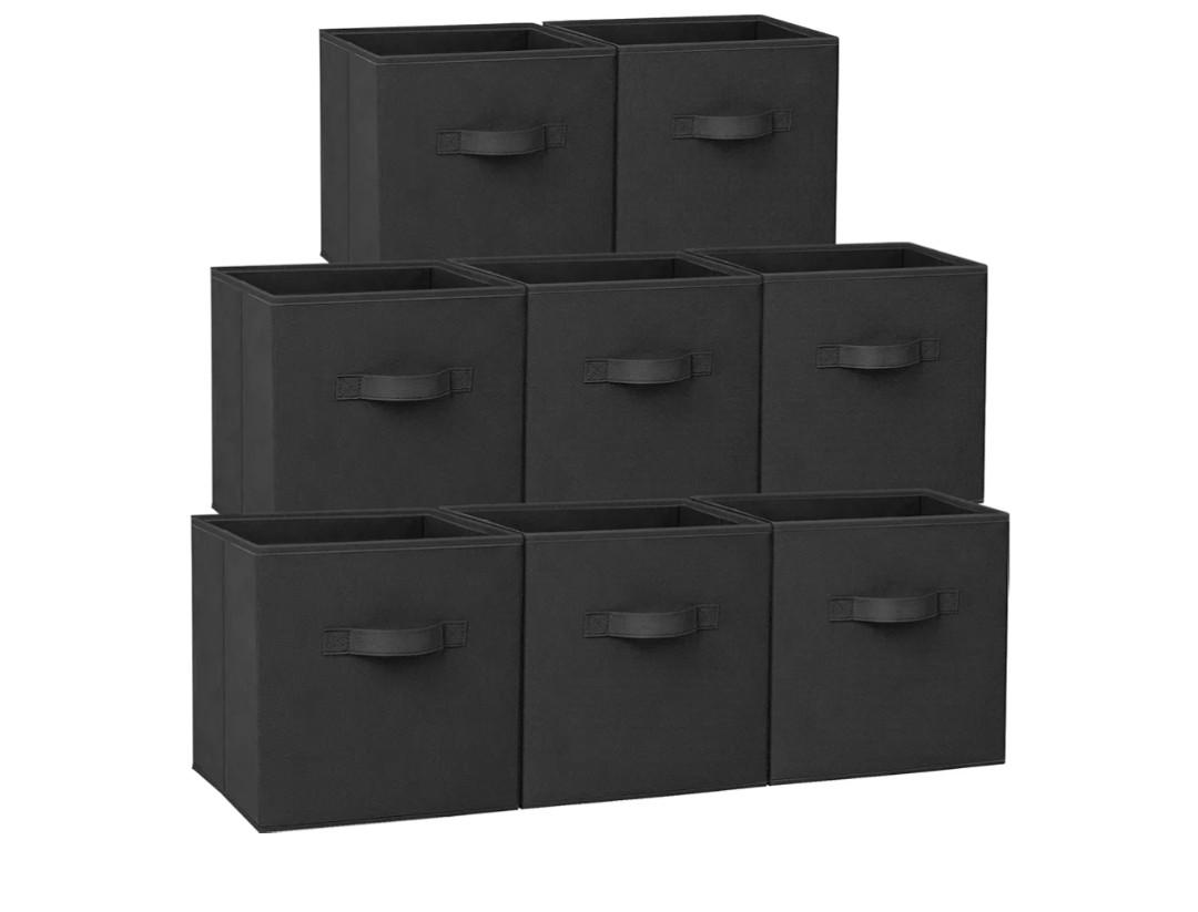Criusia Storage Cubes - 11 Inch Heavy Duty Fabric Storage Bins for Shelves Closet, Cube Organizer - 8 Pack Collapsible Cube Storage Bins Baskets for Organizing Clothes Blankets Toys (Black)