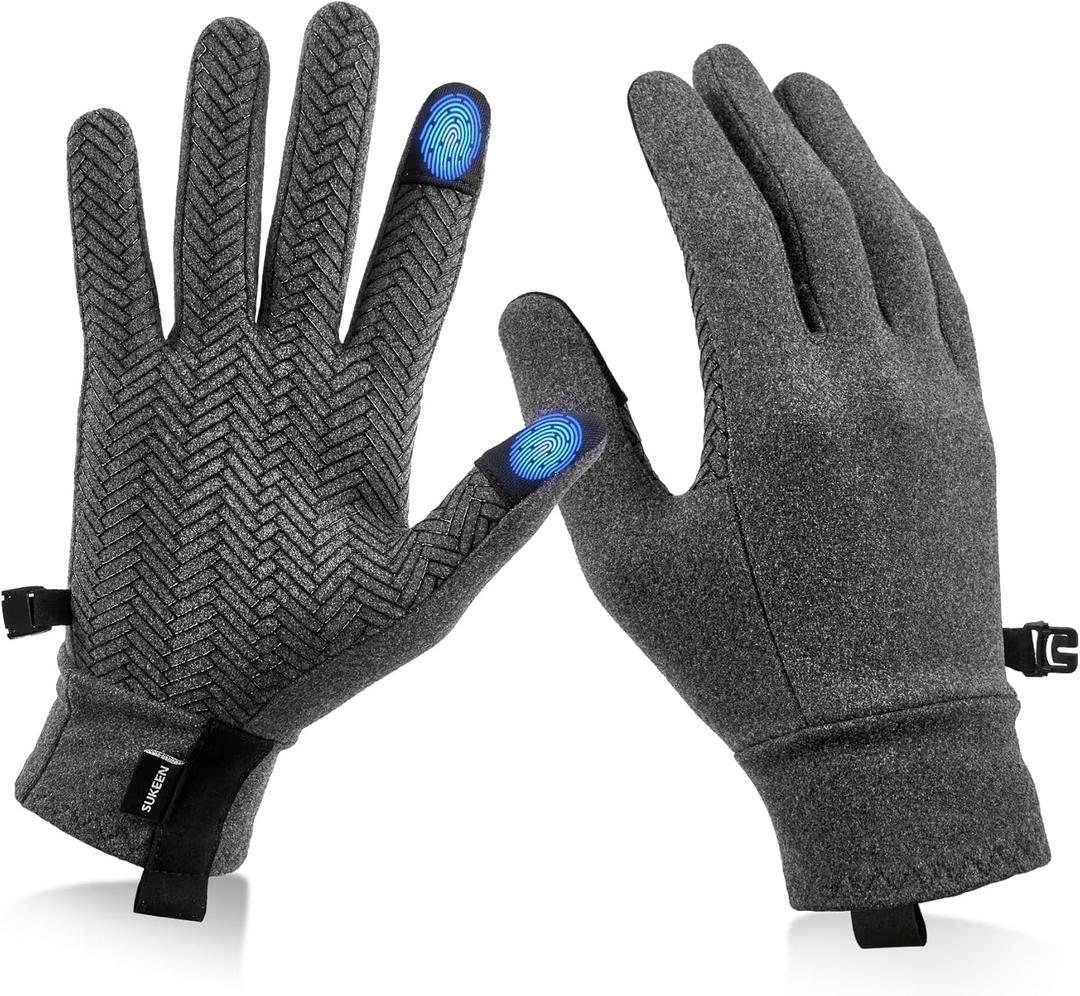 Sukeen Lightweight Running Gloves for Women Touchscreen Anti-Slip Liner Gloves Winter Warm Gloves for Cycling, Driving, Soccer (Medium, Grey)