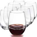 Set Of 8 Stemless Glasses,Hand Blown Red Glasses,Crystal Drinking Glasses Clear Glass Tumbler,18.5oz