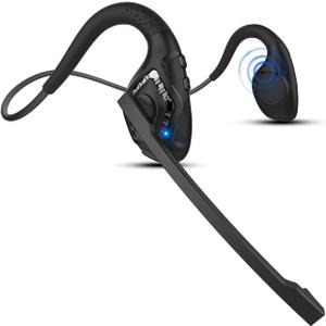 iDIGMALL Bluetooth 5.3 Headset with Microphone, Open Ear Headphones w/Noise Cancelling Mic for Phone PC Computer Laptop, Lightweight & Comfortable Wireless Headset for Office Driving Working Home,10H (Black)