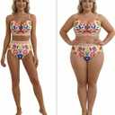 Herseas Womens 2 Piece High Waisted U Wire Bikini Set Floral Print Swimsuit Crisscross Back Bathing Suit Beach Swimwear (M)