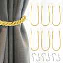 uxcell 6 Pack Curtain Tiebacks, 74cm/29 Braided Drapery Holdback Holder Decorative Rope Tie Back with Metal Screw Hooks for Home Office Decor, Gold