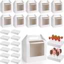 12Pcs Portable Cake Pop Holder Boxes, White Candy Boxes with Clear Window Cakes Pop Boxes Packaging Gift Cakes Pop Stand for Lollipops, Candy Pops, Wedding Birthday Baby Shower Party