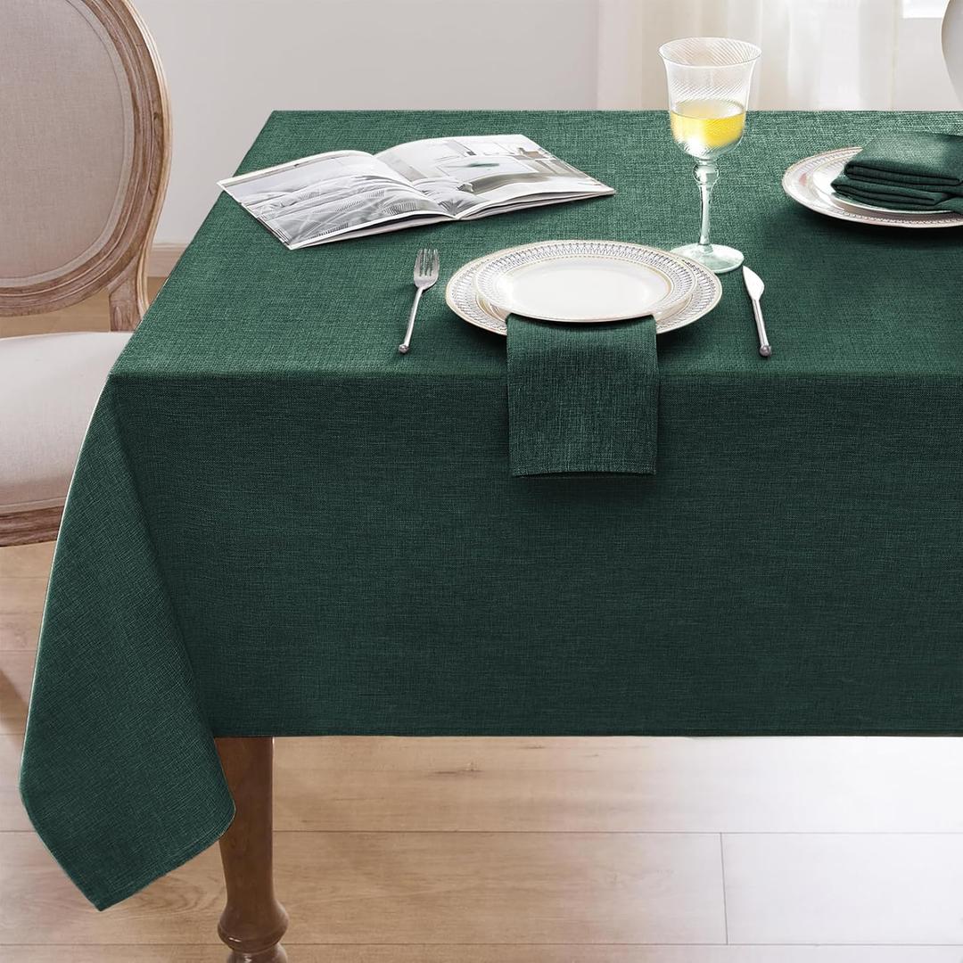 Softalker Rectangle Table Cloth Green 84 x 60 Inch Spring Tablecloths Linen Textured Stain and Wrinkle Resistant Decorative Dining Table Cover for Summer Outdoor, Tea Party, Birthday, Coffee