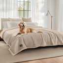 Luciphia Waterproof Pet Blankets, Liquid Pee Proof Dog Blanket for Sofa Bed Couch, Reversible Sherpa Fleece Furniture Protector Cover for Small Medium Large Dogs Cats, Dark Beige King Size100" x 85" (Grey Beige-thicken)